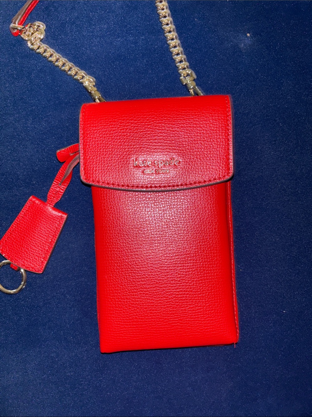 kate spade Red Leather Chain Crossbody Phone Pouch